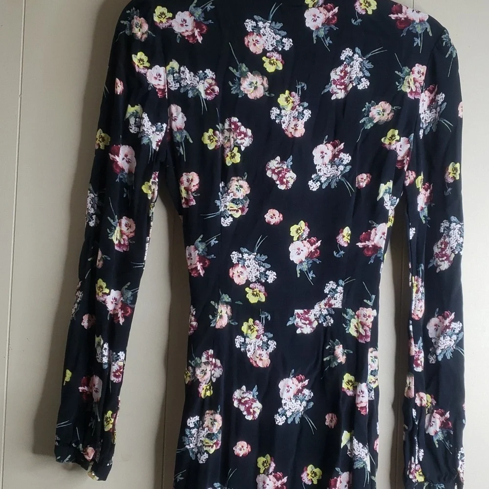 Miss Selfridge Long Sleeve Floral Wrap Dress (2) xsmall - Picture 5 of 6